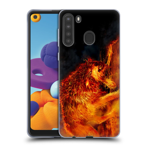 Tom Wood Fire Creatures Wolf Stalker Soft Gel Case for Samsung Galaxy A21 (2020)