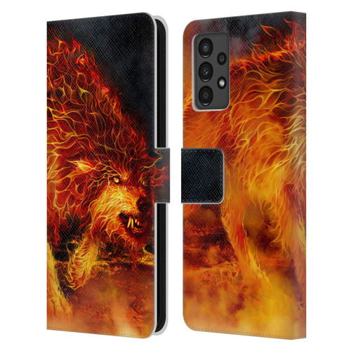 Tom Wood Fire Creatures Wolf Stalker Leather Book Wallet Case Cover For Samsung Galaxy A13 (2022)