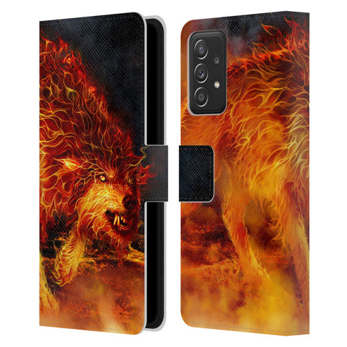 Tom Wood Fire Creatures Wolf Stalker Leather Book Wallet Case Cover For Samsung Galaxy A53 5G (2022)