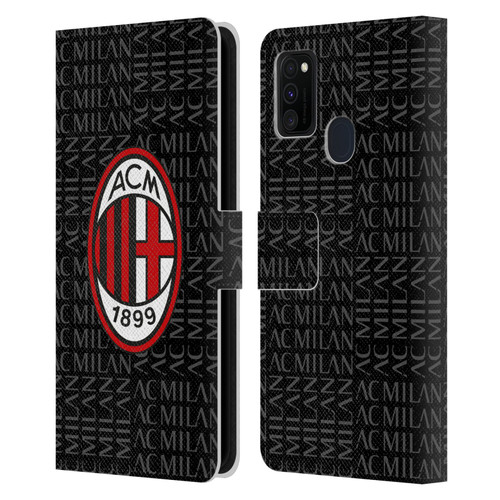 AC Milan Crest Patterns Red And Grey Leather Book Wallet Case Cover For Samsung Galaxy M30s (2019)/M21 (2020)