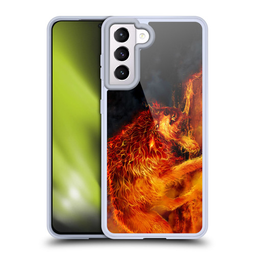 Tom Wood Fire Creatures Wolf Stalker Soft Gel Case for Samsung Galaxy S21 5G