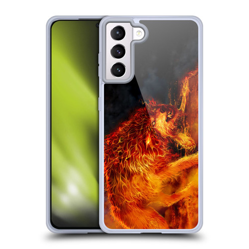 Tom Wood Fire Creatures Wolf Stalker Soft Gel Case for Samsung Galaxy S21+ 5G