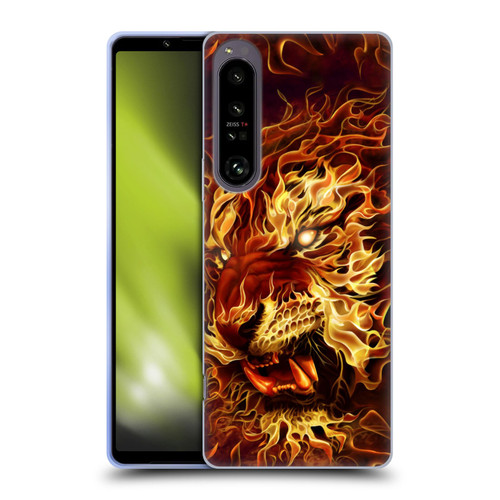 Tom Wood Fire Creatures Tiger Soft Gel Case for Sony Xperia 1 IV