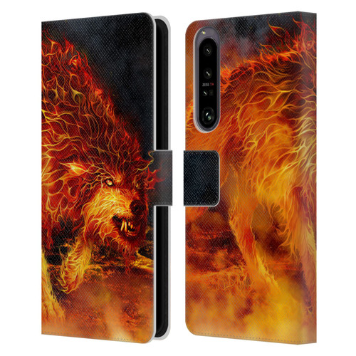 Tom Wood Fire Creatures Wolf Stalker Leather Book Wallet Case Cover For Sony Xperia 1 IV