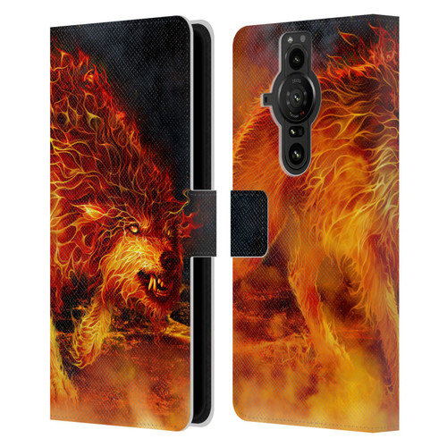 Tom Wood Fire Creatures Wolf Stalker Leather Book Wallet Case Cover For Sony Xperia Pro-I