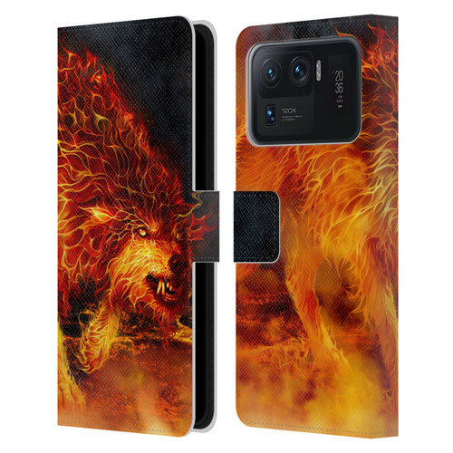 Tom Wood Fire Creatures Wolf Stalker Leather Book Wallet Case Cover For Xiaomi Mi 11 Ultra