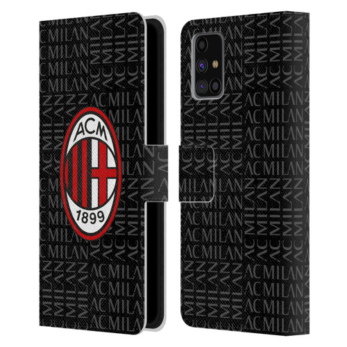AC Milan Crest Patterns Red And Grey Leather Book Wallet Case Cover For Samsung Galaxy M31s (2020)