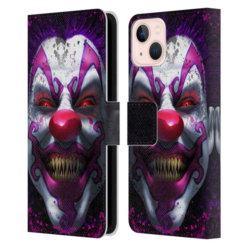 Tom Wood Horror Keep Smiling Clown Leather Book Wallet Case Cover For Apple iPhone 13