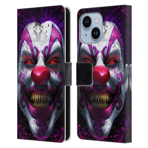 Tom Wood Horror Keep Smiling Clown Leather Book Wallet Case Cover For Apple iPhone 14 Plus