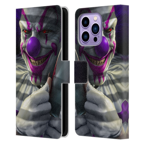 Tom Wood Horror Mischief The Clown Leather Book Wallet Case Cover For Apple iPhone 14 Pro Max