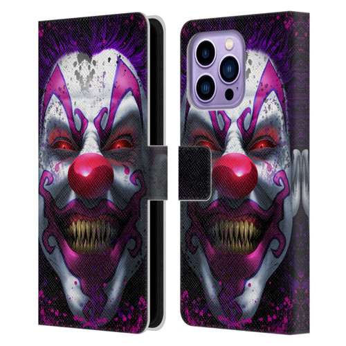 Tom Wood Horror Keep Smiling Clown Leather Book Wallet Case Cover For Apple iPhone 14 Pro Max
