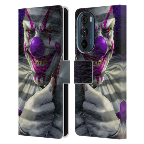 Tom Wood Horror Mischief The Clown Leather Book Wallet Case Cover For Motorola Edge 30