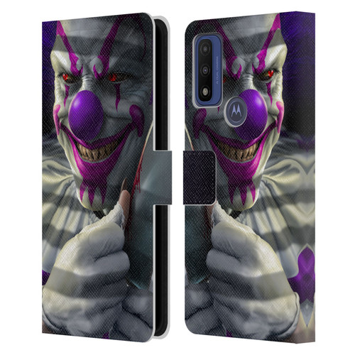 Tom Wood Horror Mischief The Clown Leather Book Wallet Case Cover For Motorola G Pure