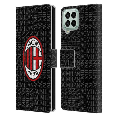 AC Milan Crest Patterns Red And Grey Leather Book Wallet Case Cover For Samsung Galaxy M53 (2022)