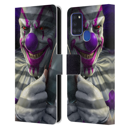 Tom Wood Horror Mischief The Clown Leather Book Wallet Case Cover For Samsung Galaxy A21s (2020)