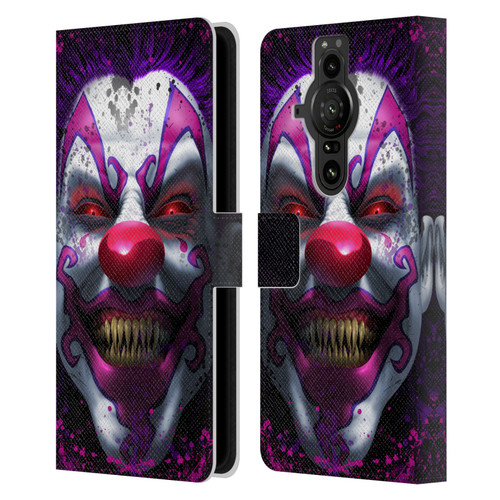 Tom Wood Horror Keep Smiling Clown Leather Book Wallet Case Cover For Sony Xperia Pro-I