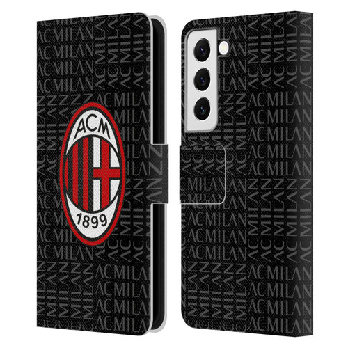 AC Milan Crest Patterns Red And Grey Leather Book Wallet Case Cover For Samsung Galaxy S22 5G