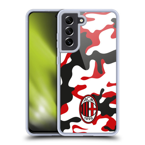 AC Milan Crest Patterns Camouflage Soft Gel Case for Samsung Galaxy S21 FE 5G & MagSafe