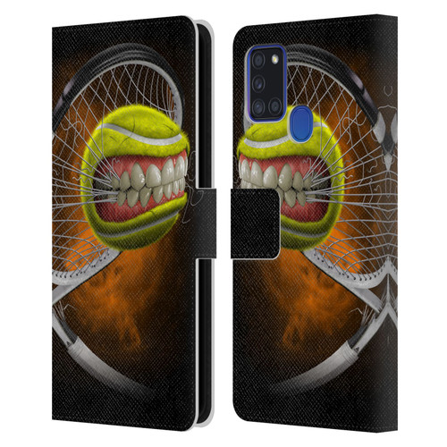 Tom Wood Monsters Tennis Leather Book Wallet Case Cover For Samsung Galaxy A21s (2020)