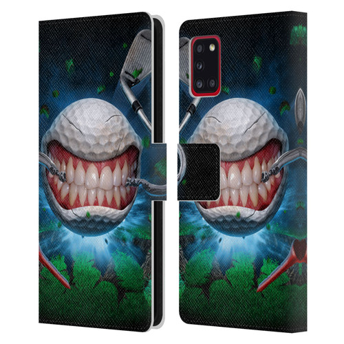 Tom Wood Monsters Golf Ball Leather Book Wallet Case Cover For Samsung Galaxy A31 (2020)