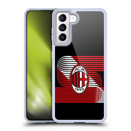 AC Milan Crest Patterns Diagonal Soft Gel Case for Samsung Galaxy S21 5G & MagSafe