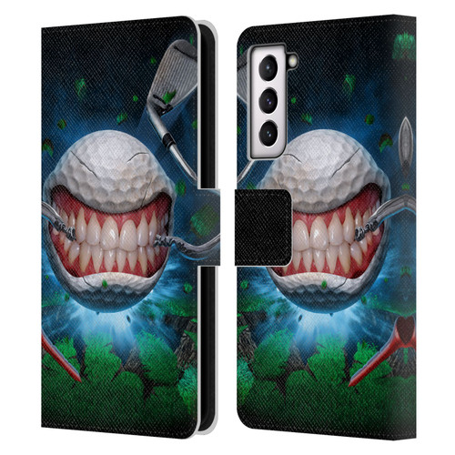 Tom Wood Monsters Golf Ball Leather Book Wallet Case Cover For Samsung Galaxy S21 5G