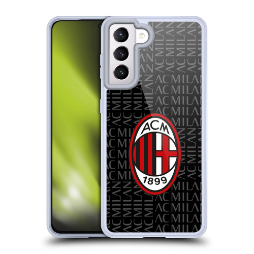 AC Milan Crest Patterns Red And Grey Soft Gel Case for Samsung Galaxy S21 5G & MagSafe