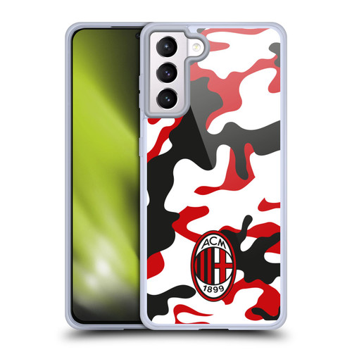 AC Milan Crest Patterns Camouflage Soft Gel Case for Samsung Galaxy S21+ 5G & MagSafe