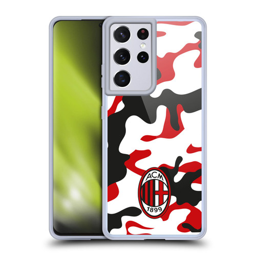 AC Milan Crest Patterns Camouflage Soft Gel Case for Samsung Galaxy S21 Ultra 5G & MagSafe