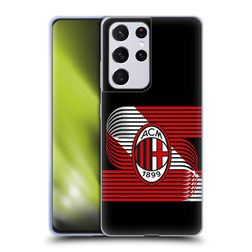 AC Milan Crest Patterns Diagonal Soft Gel Case for Samsung Galaxy S21 Ultra 5G