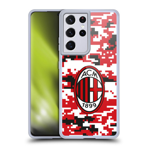 AC Milan Crest Patterns Digital Camouflage Soft Gel Case for Samsung Galaxy S21 Ultra 5G & MagSafe