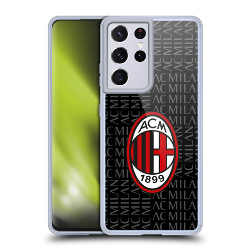 AC Milan Crest Patterns Red And Grey Soft Gel Case for Samsung Galaxy S21 Ultra 5G & MagSafe