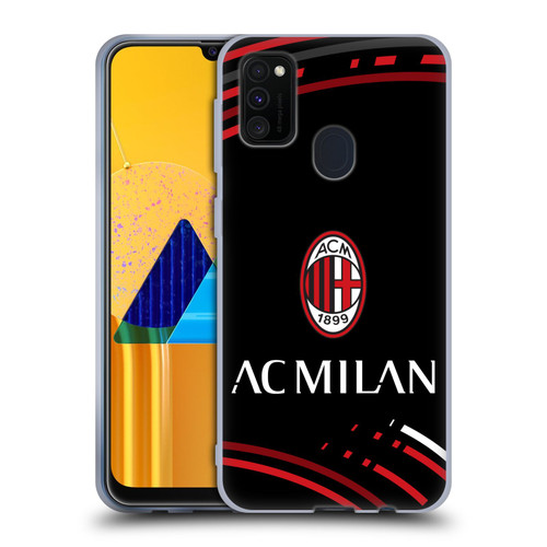 AC Milan Crest Patterns Curved Soft Gel Case for Samsung Galaxy M30s (2019)/M21 (2020)