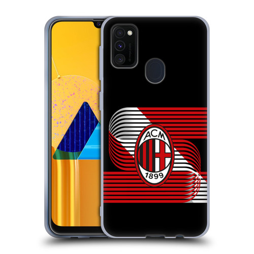 AC Milan Crest Patterns Diagonal Soft Gel Case for Samsung Galaxy M30s (2019)/M21 (2020)