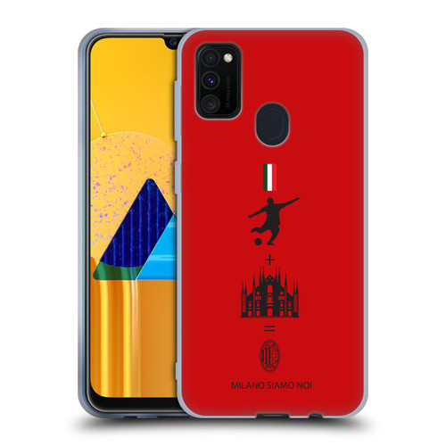 AC Milan Crest Patterns Red Soft Gel Case for Samsung Galaxy M30s (2019)/M21 (2020)