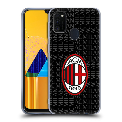 AC Milan Crest Patterns Red And Grey Soft Gel Case for Samsung Galaxy M30s (2019)/M21 (2020)