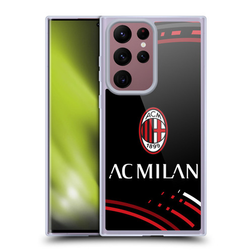 AC Milan Crest Patterns Curved Soft Gel Case for Samsung Galaxy S22 Ultra 5G