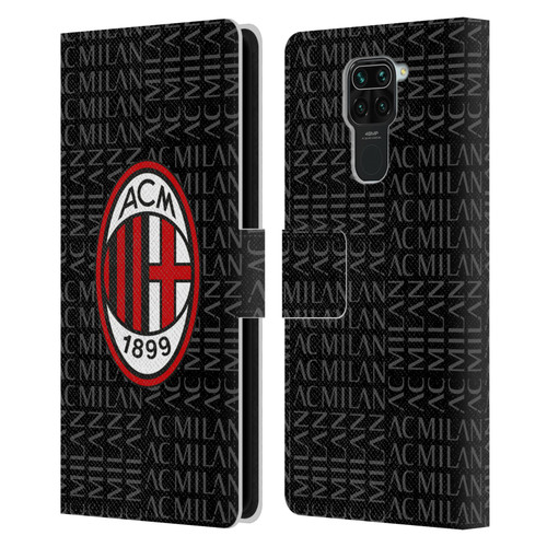 AC Milan Crest Patterns Red And Grey Leather Book Wallet Case Cover For Xiaomi Redmi Note 9 / Redmi 10X 4G
