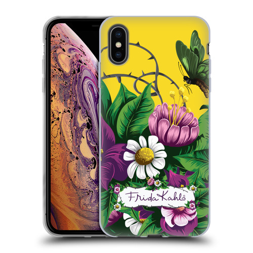 Frida Kahlo Purple Florals Butterfly Soft Gel Case for Apple iPhone XS Max