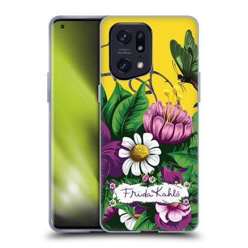 Frida Kahlo Purple Florals Butterfly Soft Gel Case for OPPO Find X5 Pro