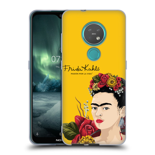 Frida Kahlo Red Florals Portrait Soft Gel Case for Nokia 6.2 / 7.2
