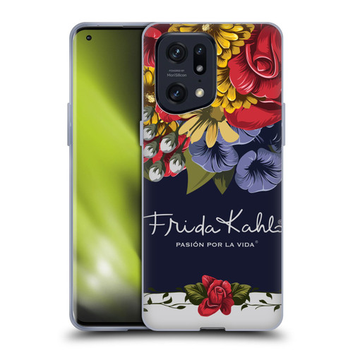 Frida Kahlo Red Florals Blooms Soft Gel Case for OPPO Find X5 Pro