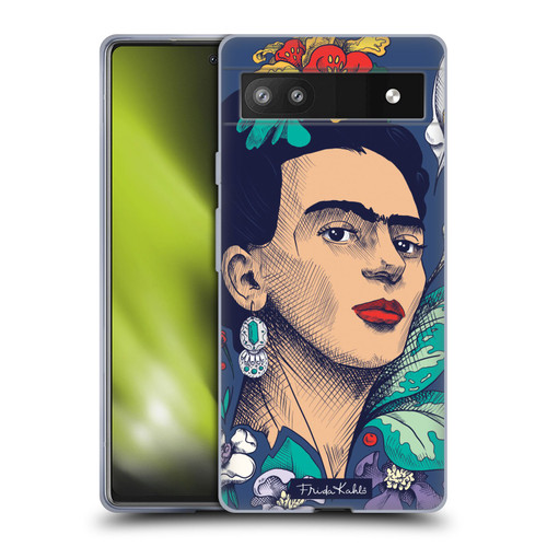 Frida Kahlo Sketch Flowers Soft Gel Case for Google Pixel 6a