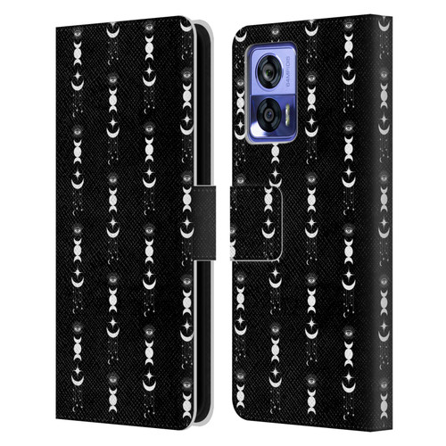 Haroulita Celestial Black And White Moon Leather Book Wallet Case Cover For Motorola Edge 30 Neo 5G