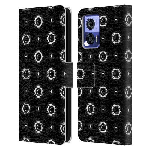 Haroulita Celestial Black And White Sun And Moon Leather Book Wallet Case Cover For Motorola Edge 30 Neo 5G