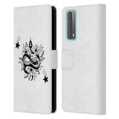 Haroulita Celestial Tattoo Snake And Flower Leather Book Wallet Case Cover For Huawei P Smart (2021)
