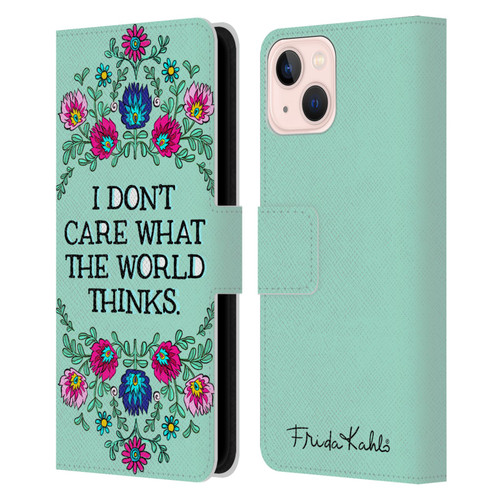 Frida Kahlo Art & Quotes Confident Woman Leather Book Wallet Case Cover For Apple iPhone 13