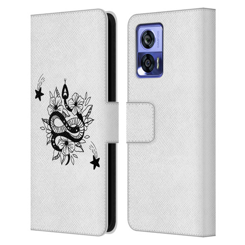 Haroulita Celestial Tattoo Snake And Flower Leather Book Wallet Case Cover For Motorola Edge 30 Neo 5G