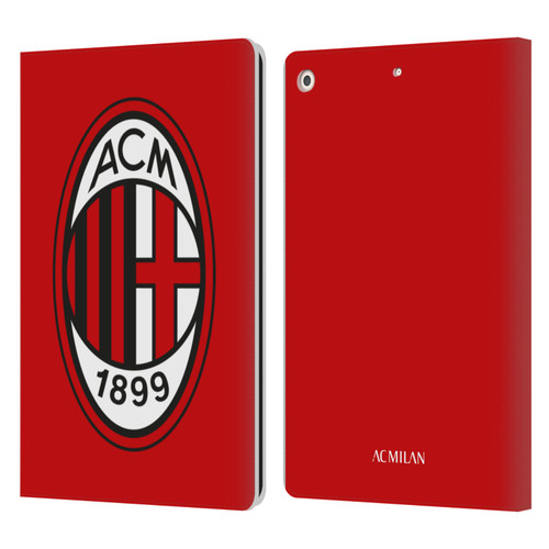 AC Milan Crest Full Colour Red Leather Book Wallet Case Cover For Apple iPad 10.2 2019/2020/2021