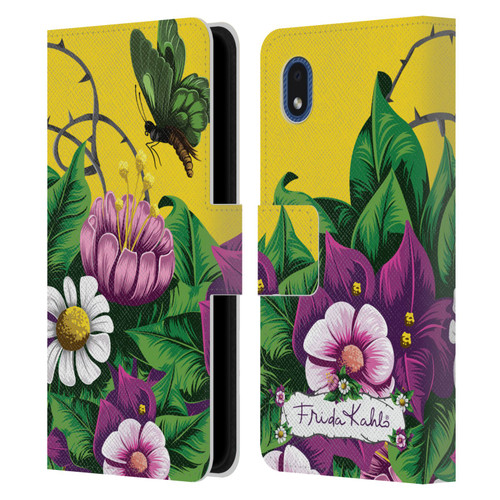Frida Kahlo Purple Florals Butterfly Leather Book Wallet Case Cover For Samsung Galaxy A01 Core (2020)